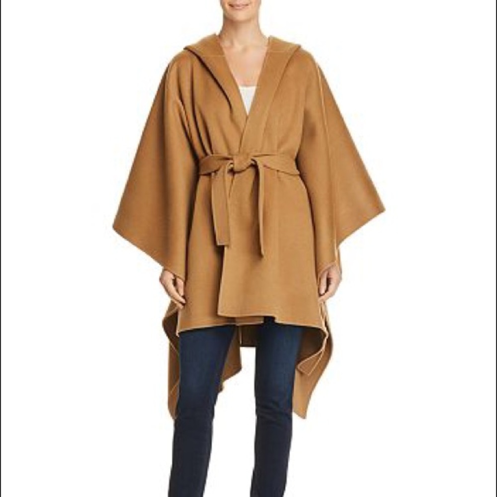 Theory Hooded Divide Wool Cashmere Poncho Jacket